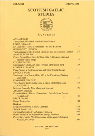 Scottish Gaelic Studies Vol. 18