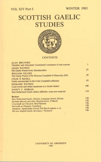 Scottish Gaelic Studies Vol. 14 Part 1