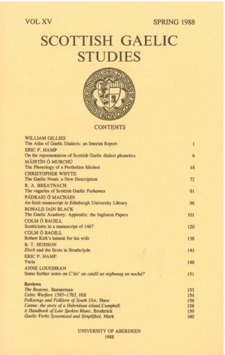 Scottish Gaelic Studies Vol. 15