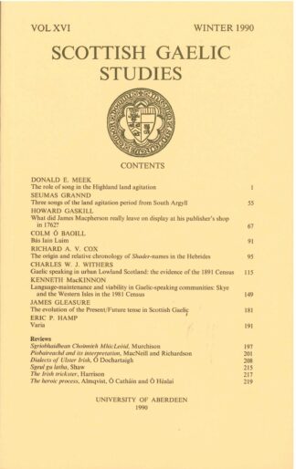 Scottish Gaelic Studies Vol. 16
