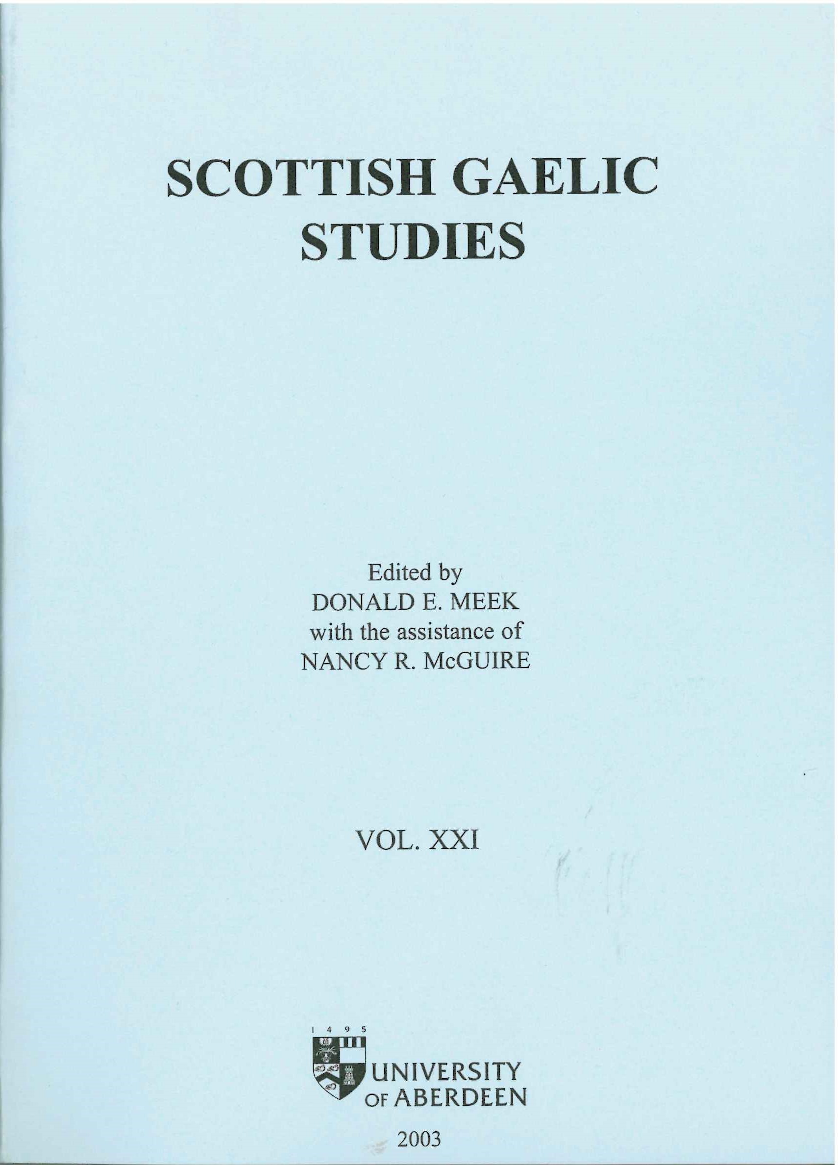 Scottish Gaelic Studies Vol. 21